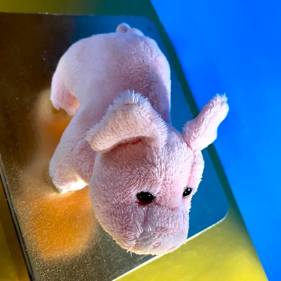 DOUGLAS CUDDLE TOYS BUTTONS THE PINK PIG PLUSH w/PLASTIC EYES AND CURLY TAIL 6” - Picture 9 of 9